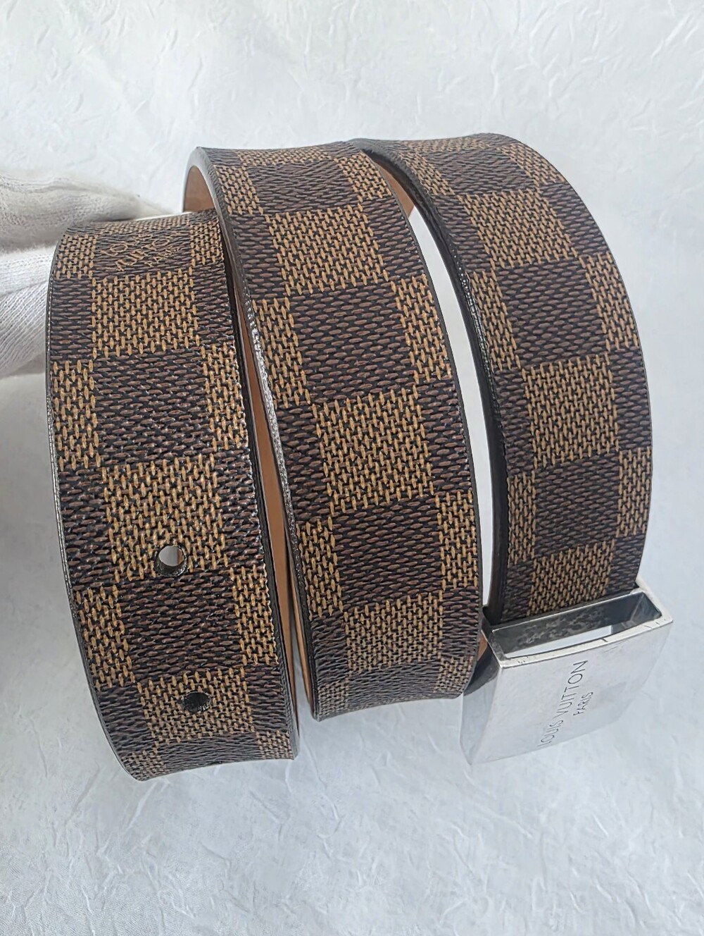 Auth Louis Vuitton Damier Ebene Revervisible Belt